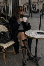 Castor - Mi-bas en dentelle noire