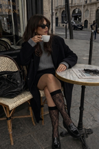 Castor - Mi-bas en dentelle noire